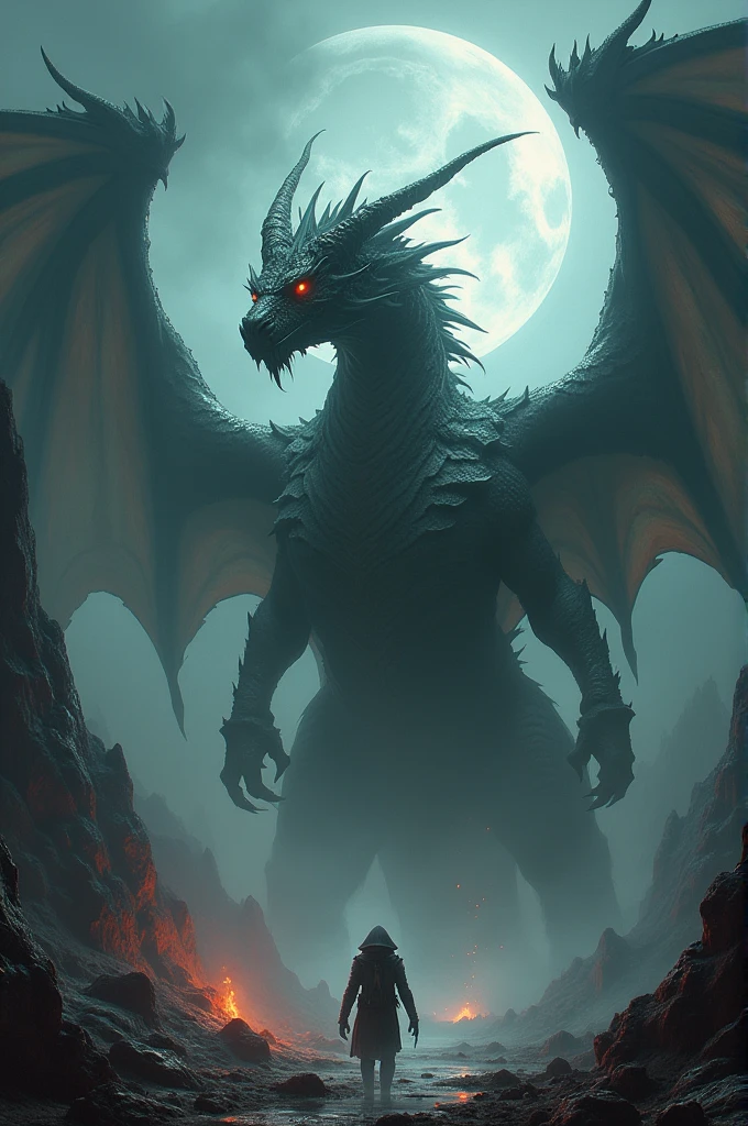 Make a dark dragon with very details and awesome