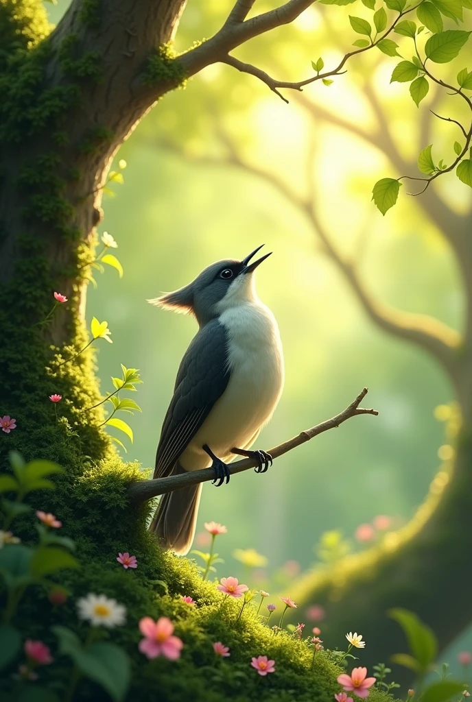 A cuckoo is calling in a spring forest