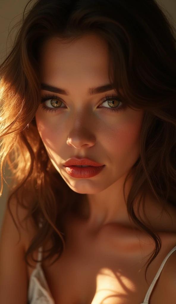 1 girl, beautiful detailed eyes, beautiful detailed lips, extremely detailed face, long eyelashes, seductive pose, sensual expression, erotic, provocative, alluring, elegant, graceful, glamorous, high fashion, cinematic lighting, dramatic shadows, rich colors, warm tones, photorealistic, 8k, high resolution, highly detailed, ultra-realistic, masterpiece