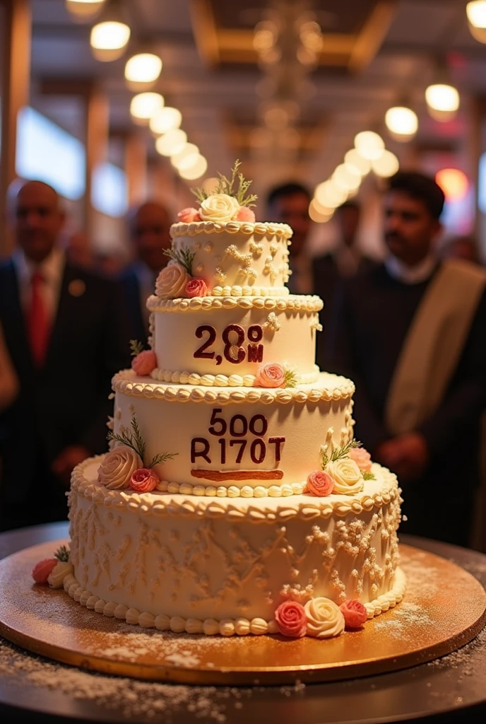 Photo of cake on which it is written highest sale in jammu division 2500 MT of acc cement
