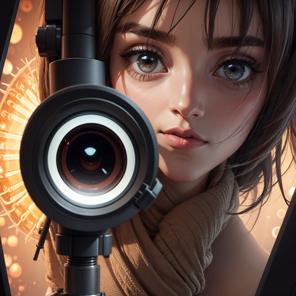 a woman inside a microscope 