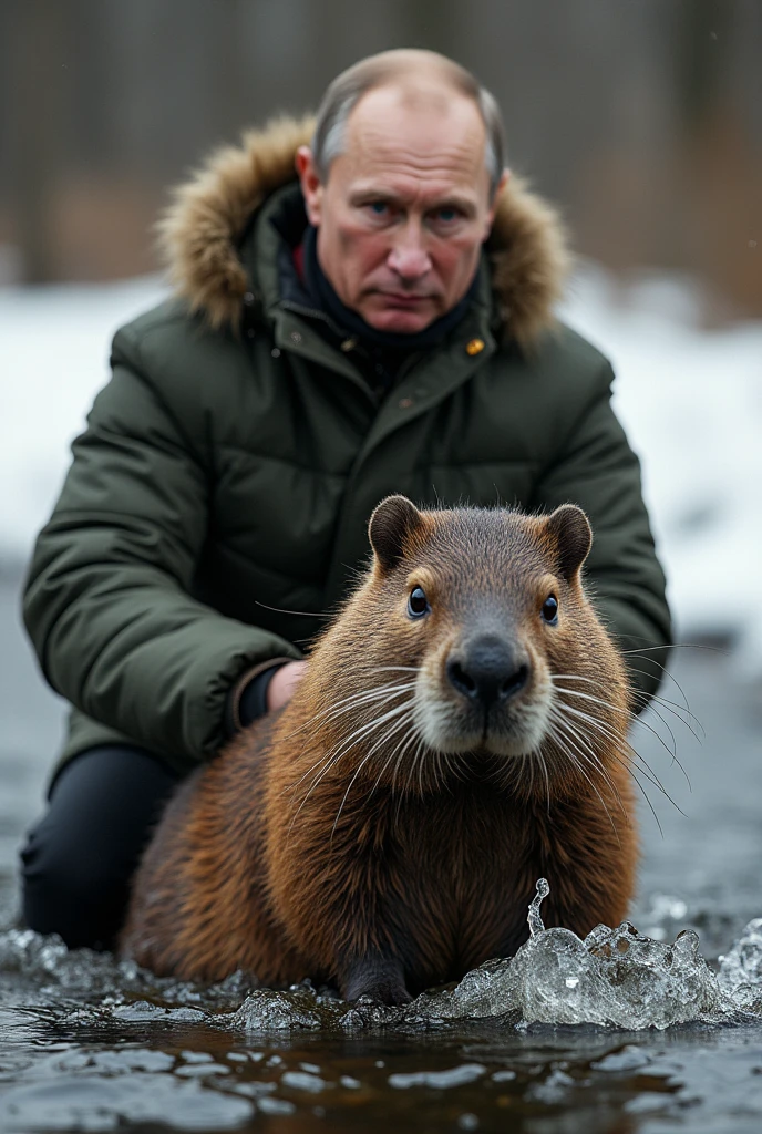 vladimir putin riding a beaver