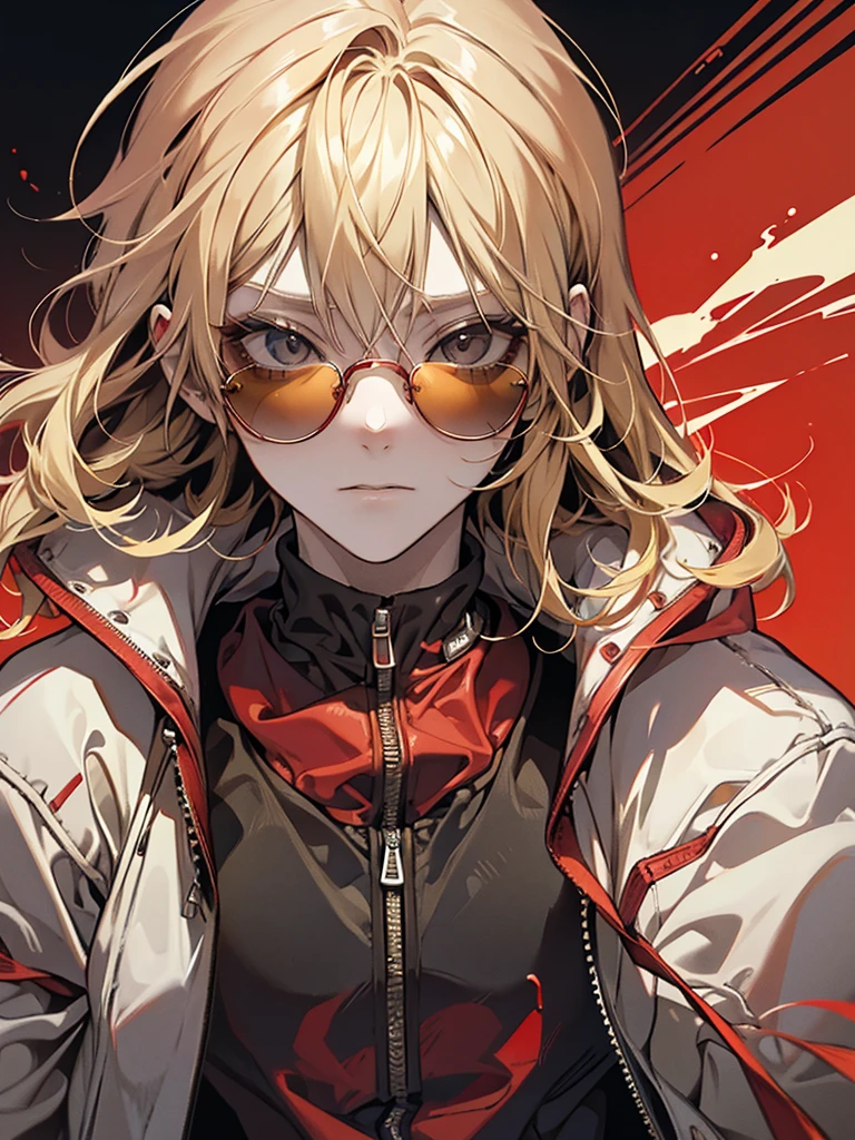 Man, cute, red sunglasses, hoodie, mentally unstable, cigarette, blonde
