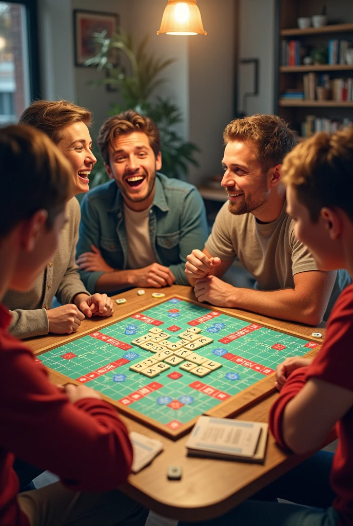 Scrabble word game on noun verb and adjectives 