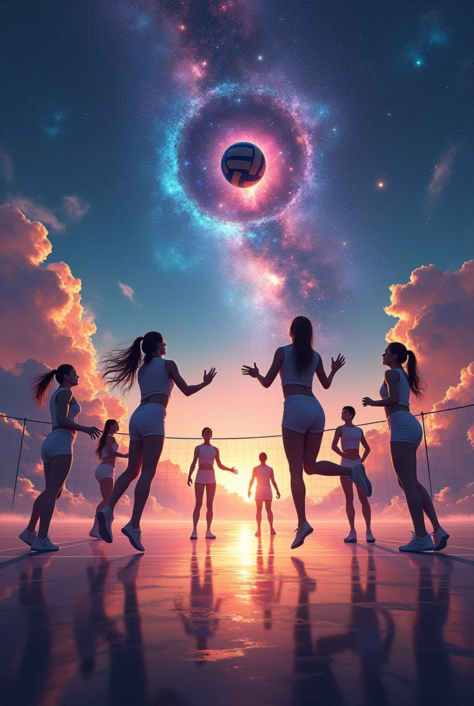 Create a volleyball image, written galactic