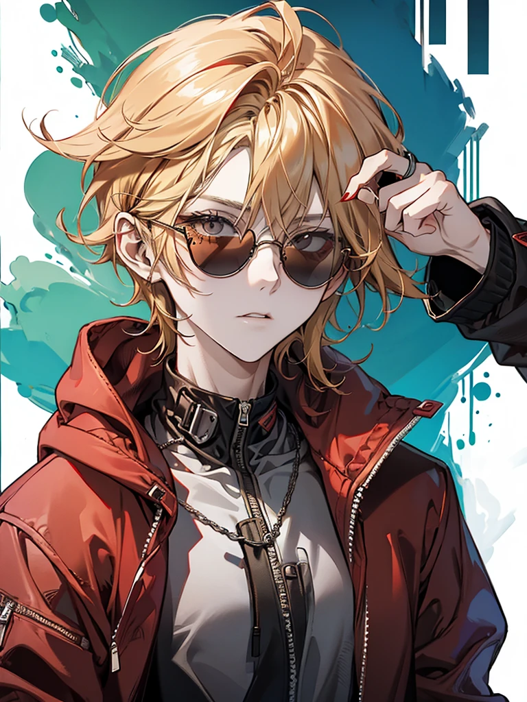 Man, cool, red sunglasses, hoodie, mentally unstable, cigarette, blonde