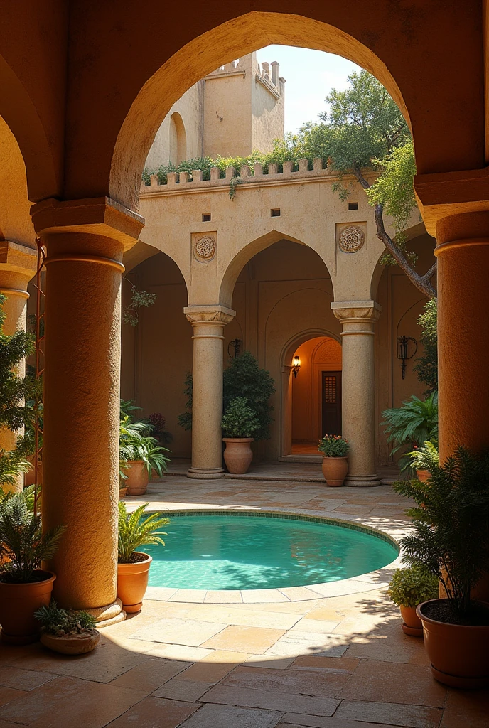 (otherworldly, otherworldly atmosphere, otherworldly appearance), highly insanely detailed, masterpiece, top quality, best quality, highres, 4k, 8k, RAW photo, ((ancient egyptian theme:1.2)), vivid colors, Homestay, Resort, Guest House, (fantasy world)