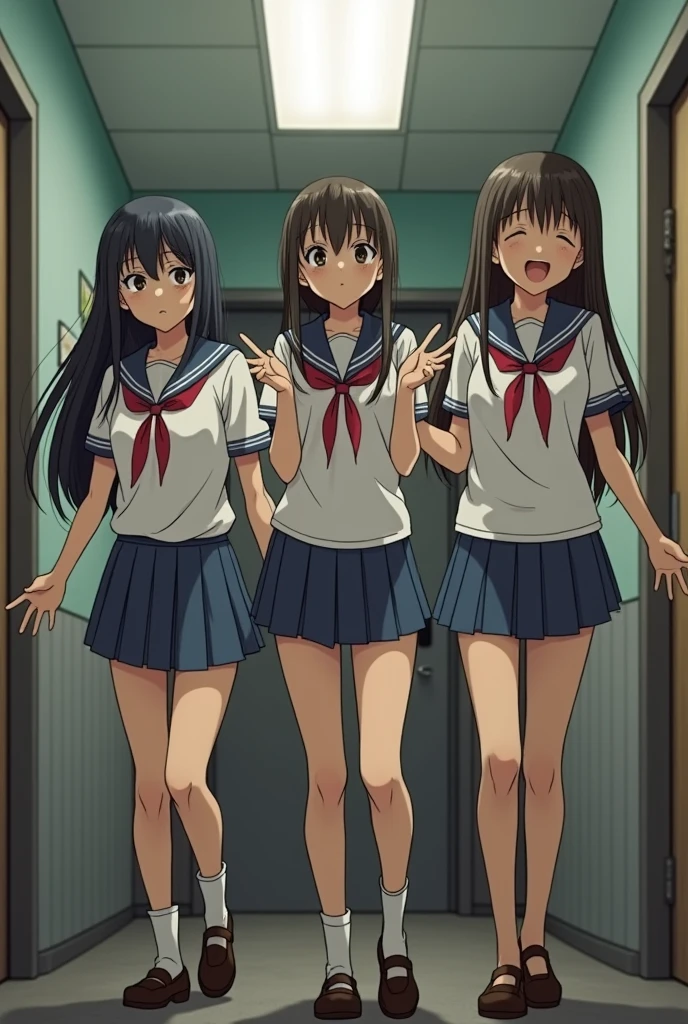 3 Japanese high school girls　Molester