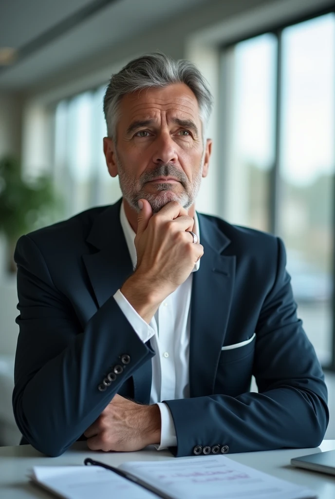 Create a office men image's with the position of thinking something
Image uper height 
