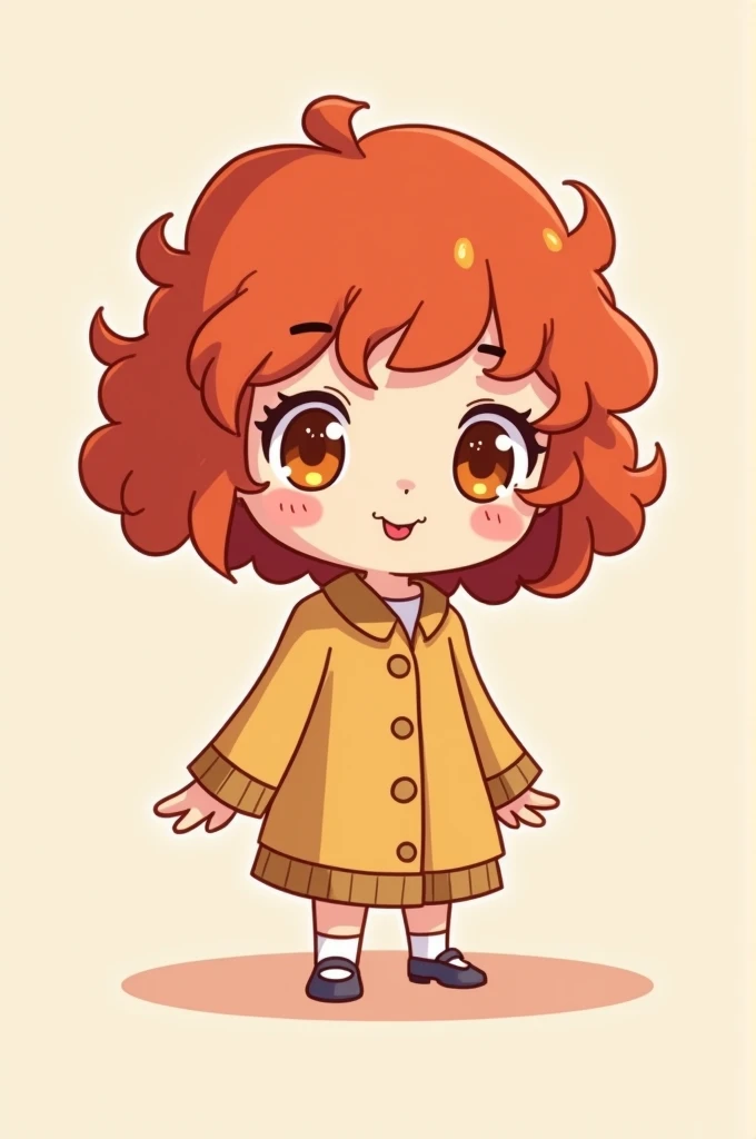 Create a simple and cute drawing of a character with short curly red hair and hazel eyes for a Twitch channel 