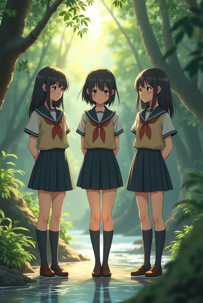 3 Japanese high school girls　Urinating