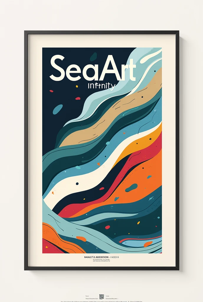 Design a high-impact poster for "SeaArt Infinity" featuring the title in a modern, minimalist font at the top. The background should be an abstract composition, with bold shapes, dynamic lines, and a mix of vibrant and muted colors that create a sense of depth and movement. Below the title, place the word "Abstract" in a clean, simple font that complements the geometric and artistic nature of the background.