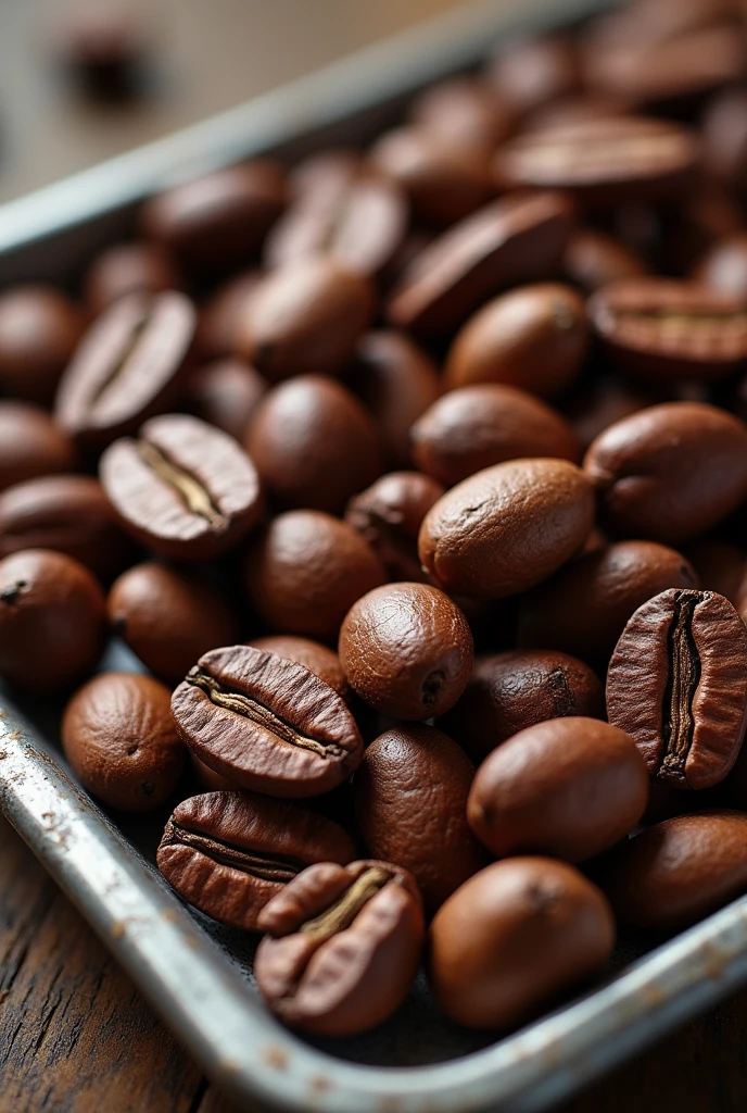 Cocoa beans (that are not the same as the coffee bean )on a tray before being toasted. Real and high definition image