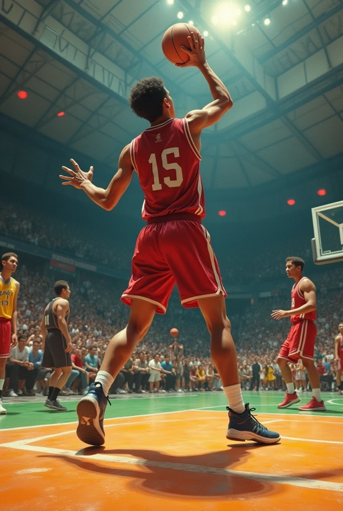 (photorealism:1.2), inka peruian playing basketball