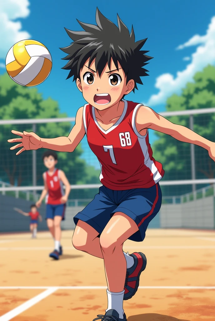 10 year old boy playing volleyball hainkyuu shirt 10 anime version