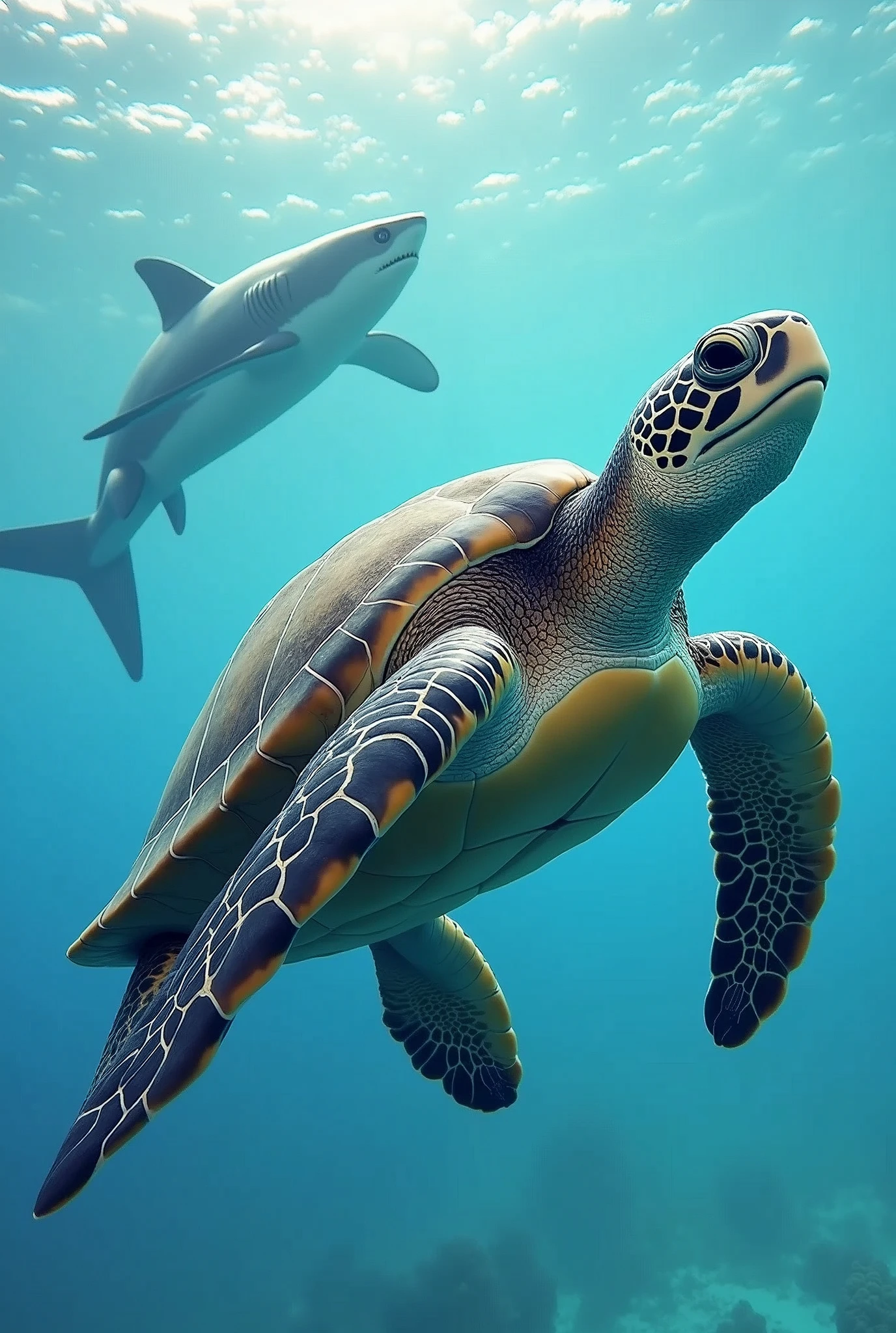 Logo turtle with shark