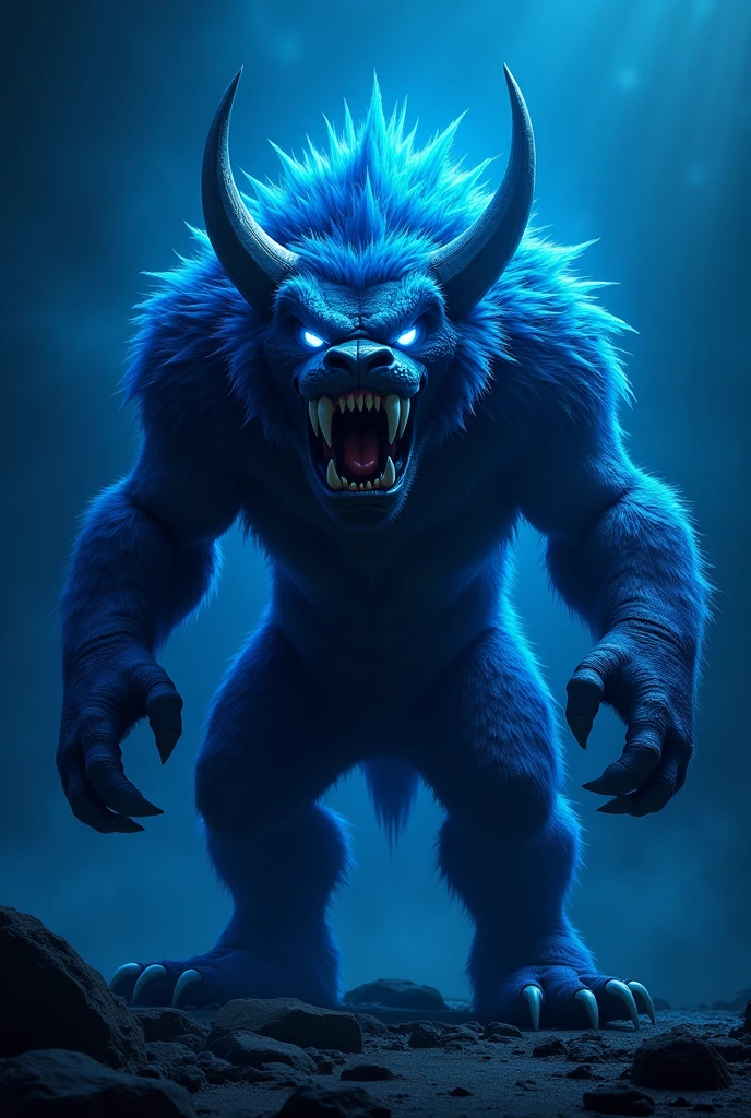 I want a mascot for my school's interclass, could be an animal, a monster doesn't matter, it has to be blue, it has to be scary, and you can't like the color red