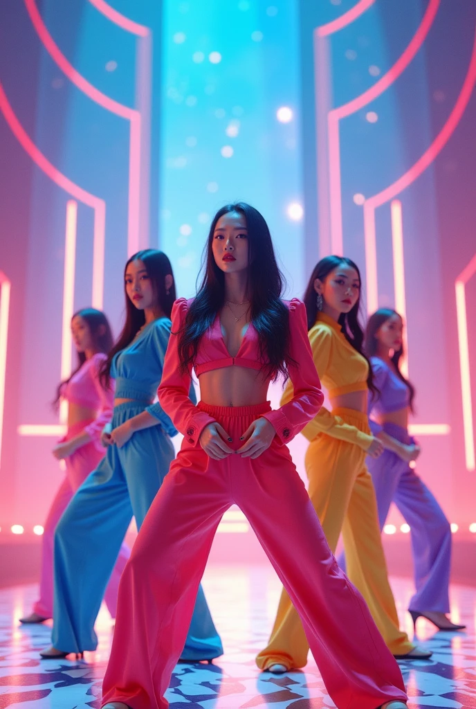 yuna,Jennie,taehyung and yeojun dancing on stage