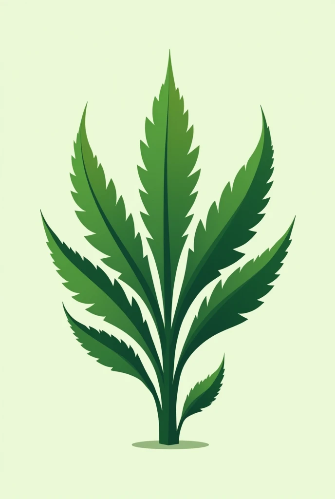 cannabis-like plant simple logo transforming into a green mind