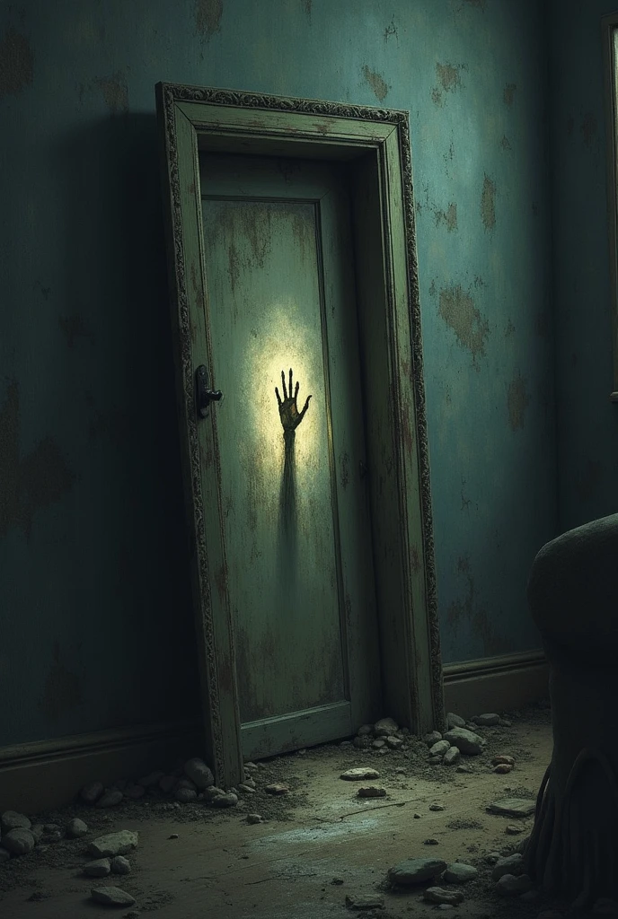 main image**: Choose an iconic symbol of the supernatural, like a skeletal hand coming out of the earth, an old mirror with a distorted image , or a half-open door with an ominous glow coming from within. 2. **styled**: