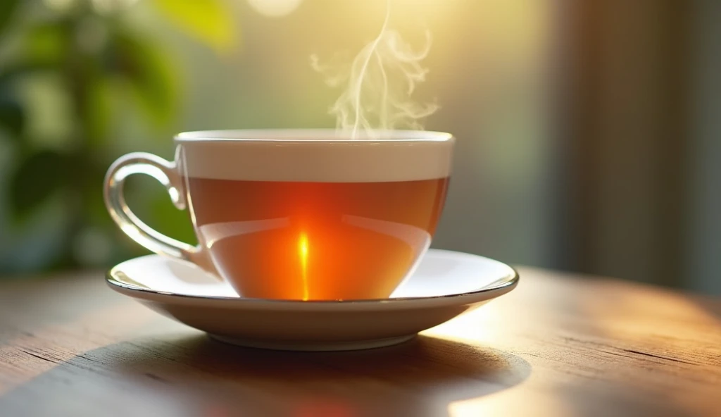 tea with cup on table