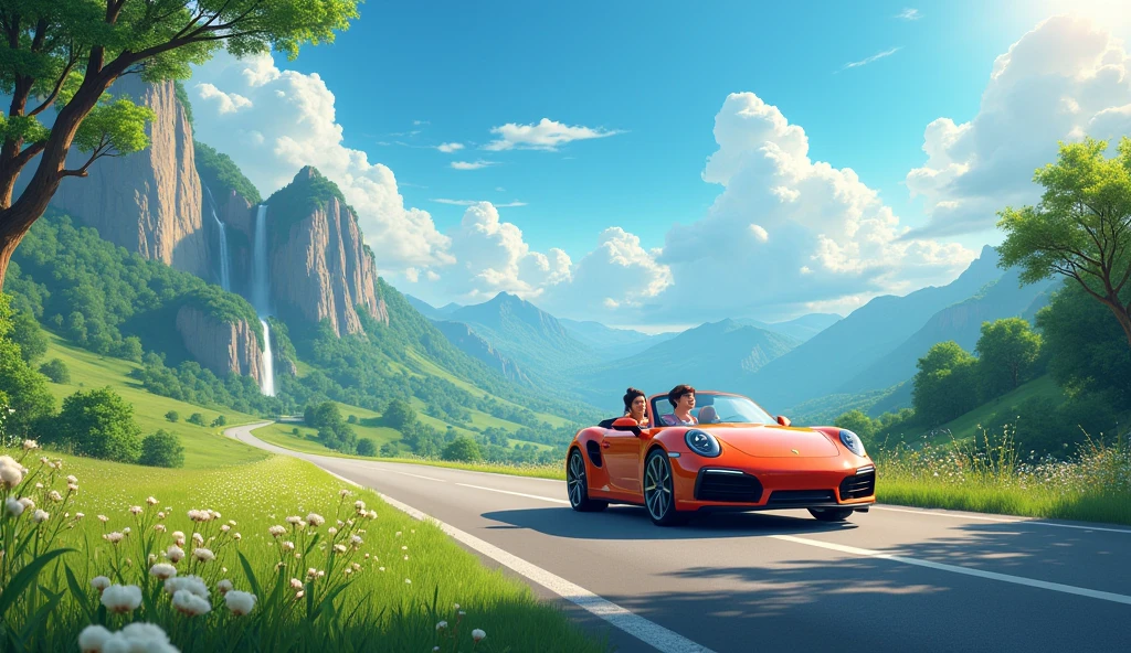 Beautiful Road, nature, traveling, driving car, beautiful couple, enjoy journey