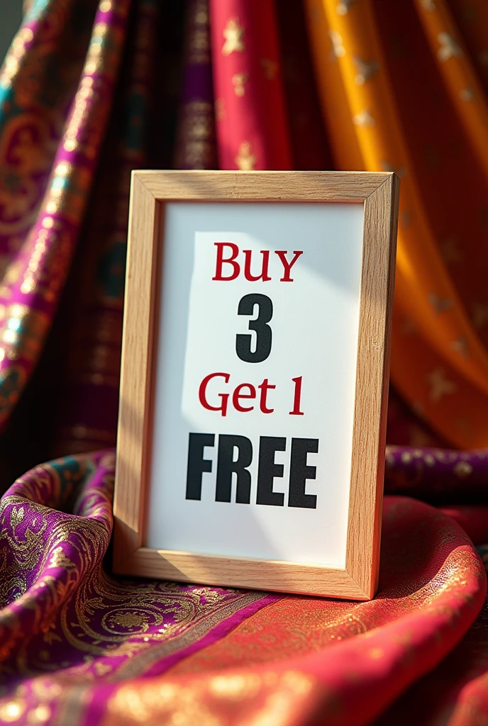 Buy 3 get 1 free written sign bord with saree background