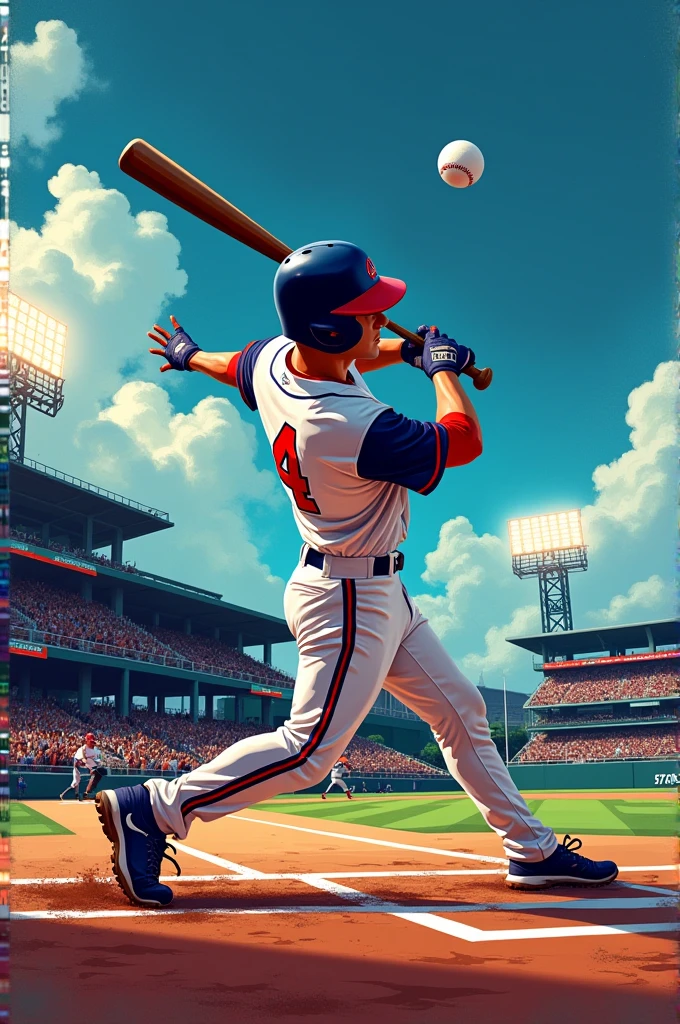 Illustration of a home run scored in a baseball game