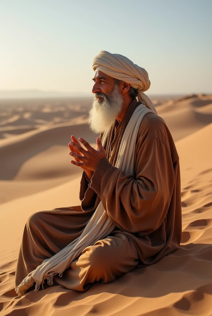 sufi master in the desert in prayer