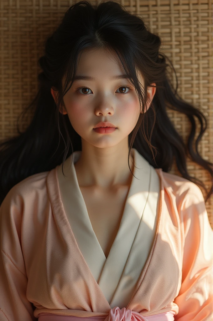 Japanese　beautiful girl　child　Age: 12　yukata　tatami　Lying on your back　Eros　Beautiful breasts　Beautiful Skin