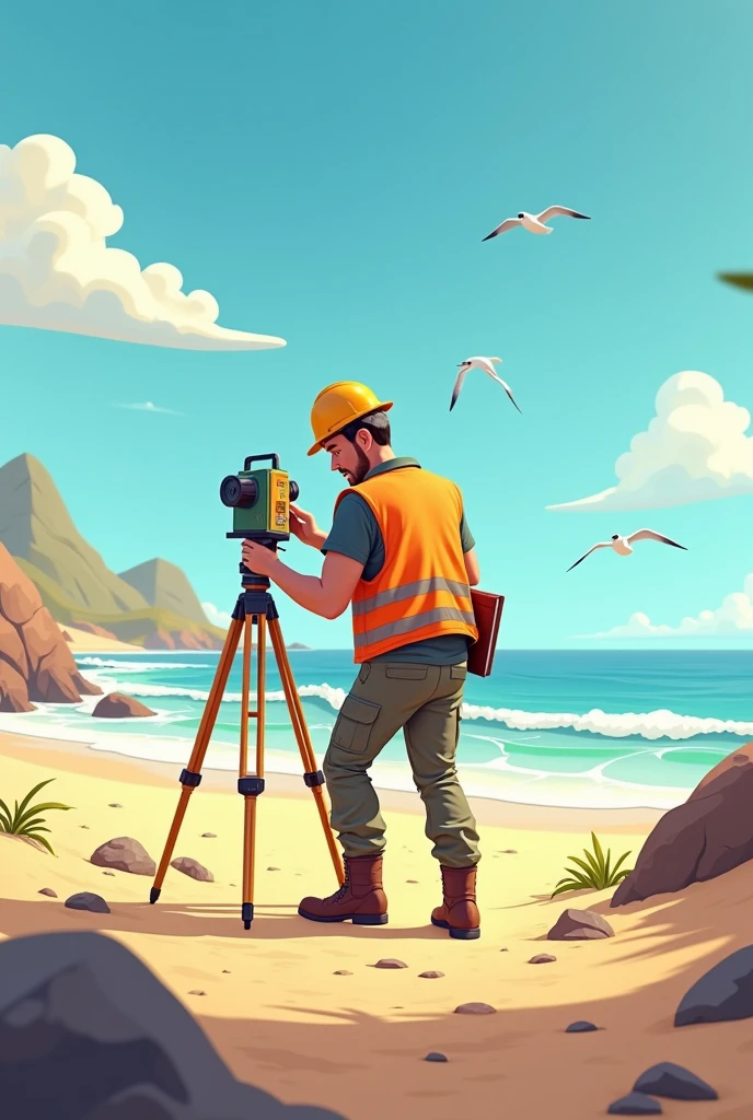 Animation of surveyor working on the beach