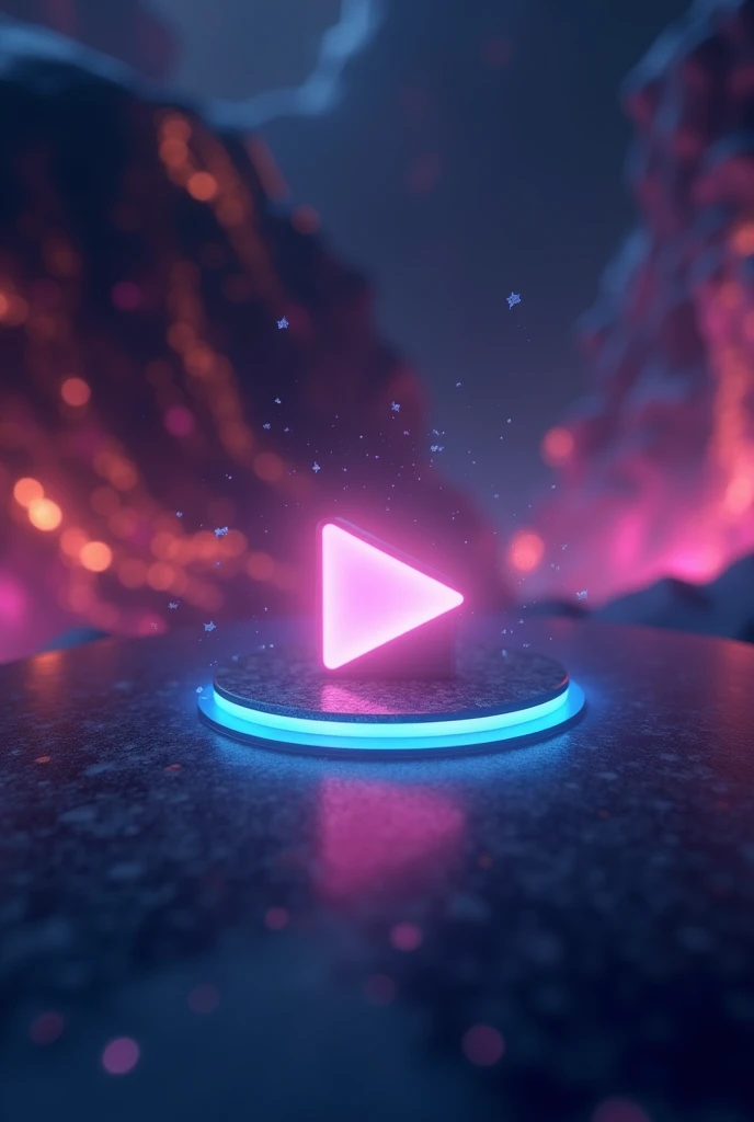 Play button with glowing background representing music 