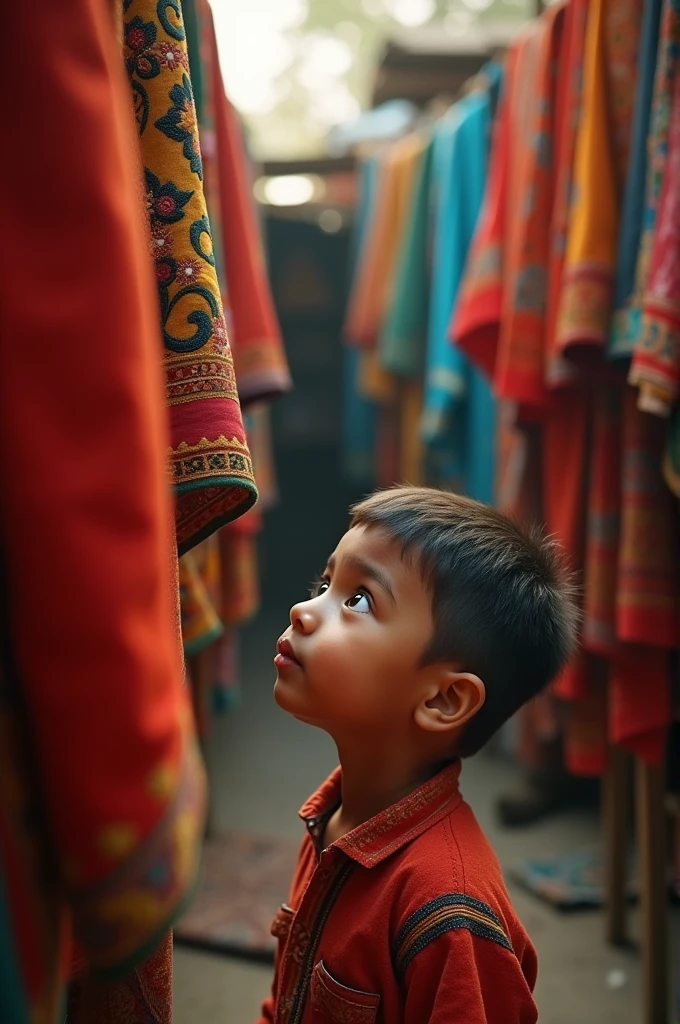 Indian boy covered face with a handkerchief