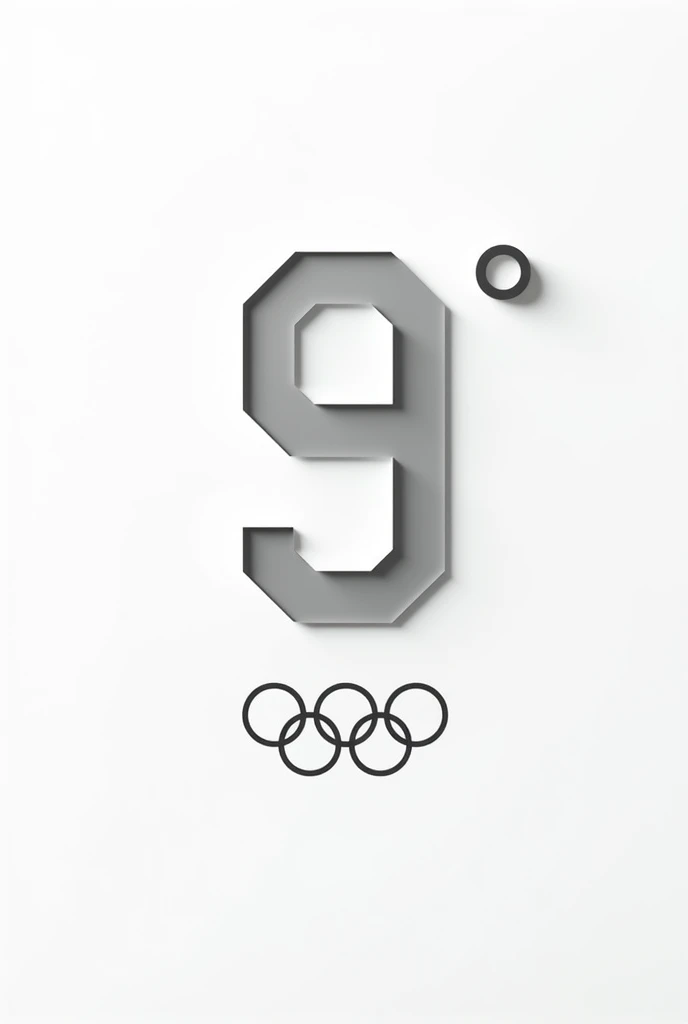 White background design with the number 9° and the Olympic rings 