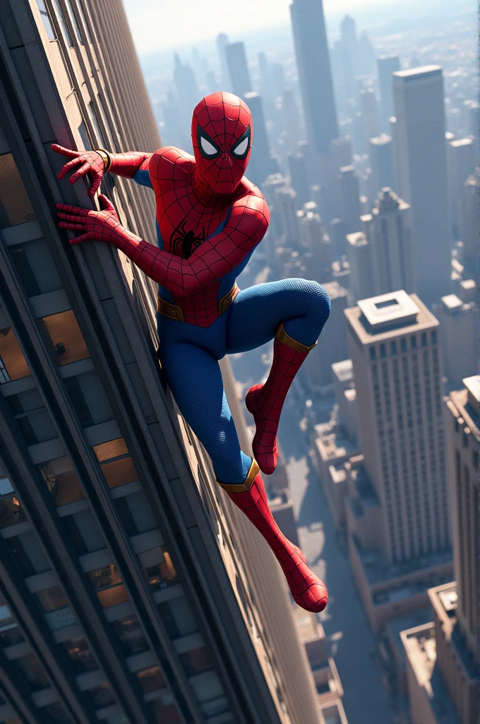 Generate a picture of Spiderman on top of building