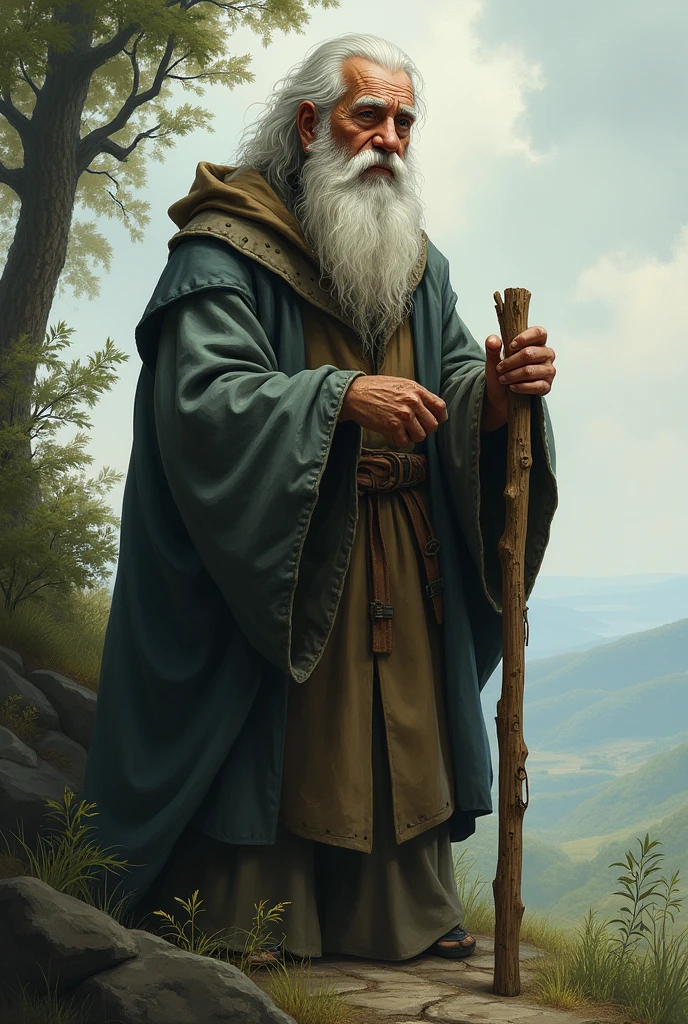 Create the spirit of the wise old man with a cane. 