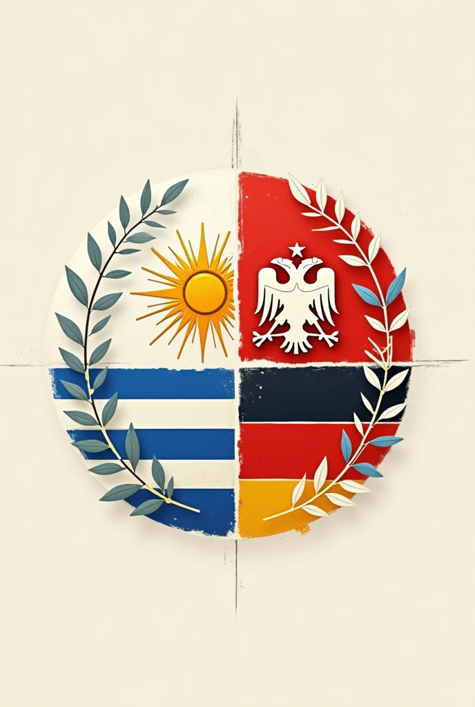 Union Uruguay and Germany representation with typical things without people