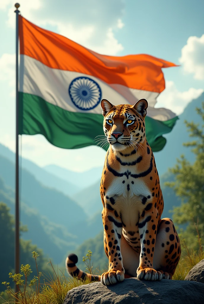 Creat a Indian flag with tha name Aakash and Panther in his right side