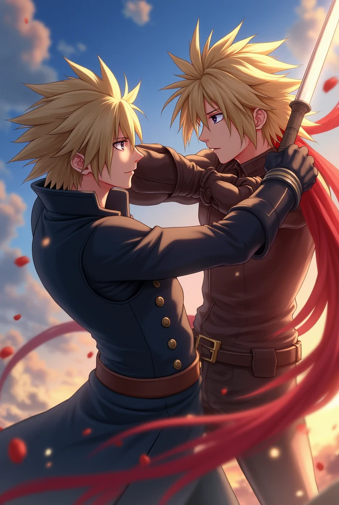 Cloud Strife fighting against Squall Leonheart