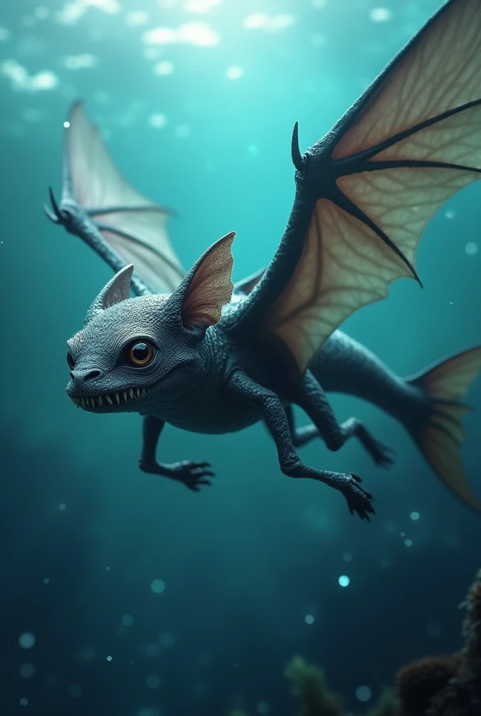 An aquatic bat, from the sea with fish characteristics