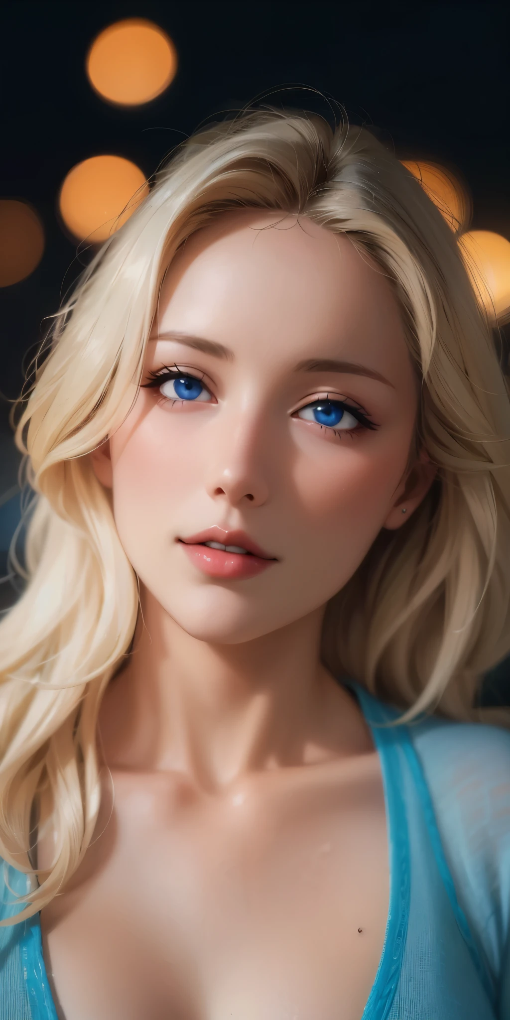 Elegant mature female, milf, blue eyes, blonde hair, soft light, high detailed, 4k resolution, high quality, beautiful cg, 