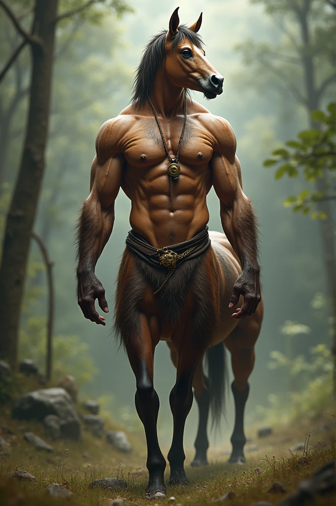 Naked half-human half-horse centaur with his member a little big