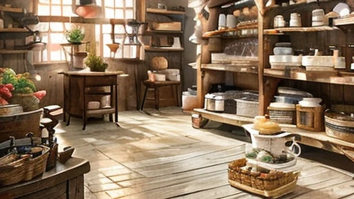 General store，Cute accessories，Small interior　White Town　Beautiful studio soft light, Very detailed (Realistic, photo-Realistic:1.37),wonderful, Fine to the smallest detail
