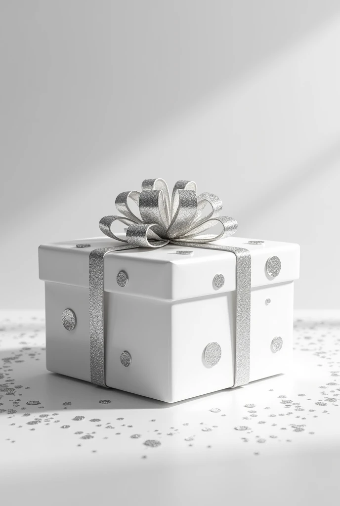 A white glitter gift box 