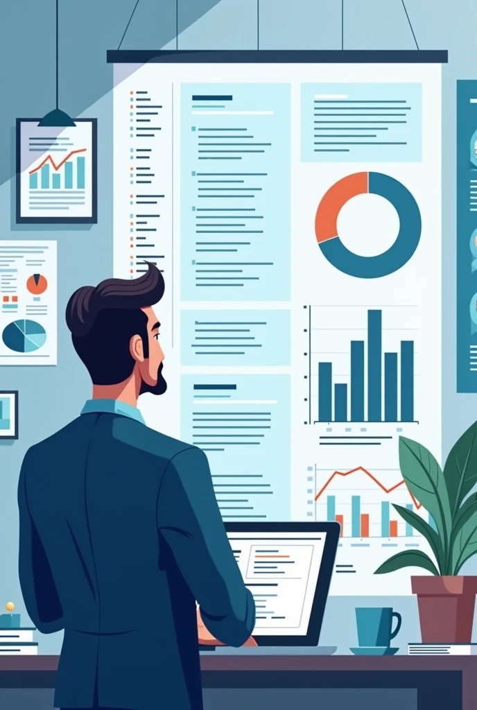 Images: It can be illustrated with a list of tasks marked as completed., a team evaluating results, performance charts, or a figure reflecting on lessons learned.