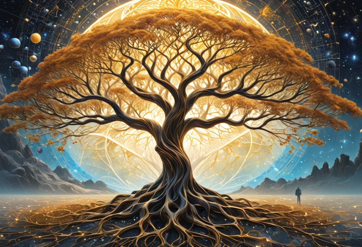 (Evolution of life)、fibonacci、the golden ratio、melted wax、Visible brushstrokes、3D Mosaic Wireframe、neural graph、neurons、the tree of life、Farbe、Tenderness、passion、Ultra high definition、8k hd、Masterpiece artwork, 3d, self relief, metallic