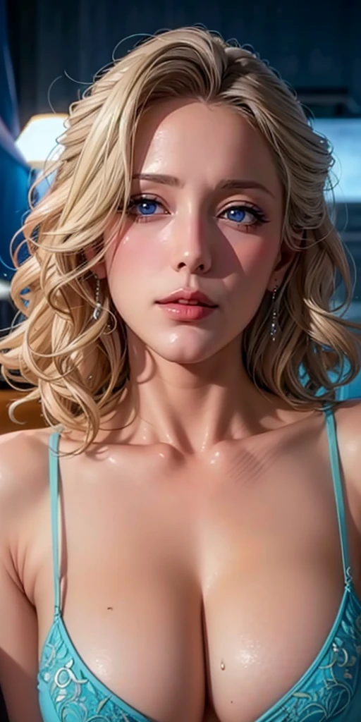 Elegant mature female, milf, blue eyes, blonde hair, soft light, high detailed, 4k resolution, high quality, beautiful cg, 