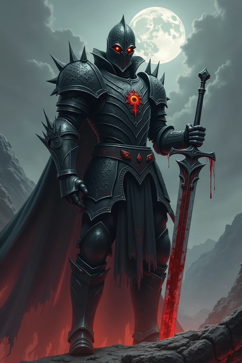 picture of a knight with a sword in his hand, evil knight, blood knight, Lord of Ash, dark warrior, armored warrior, Gothic Knight, Knight of the Undead, dark souls art style, fantasy knight, The Scary Knight, dark souls knight, Fantasy Warrior, Ares in heavy armor and sword, dark souls art, dark armor, the dark souls knight