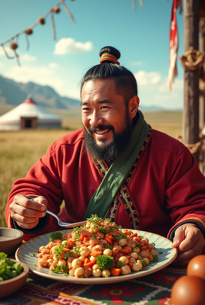 mongolian eating keto food, keto food poster, eating healthy, fresh