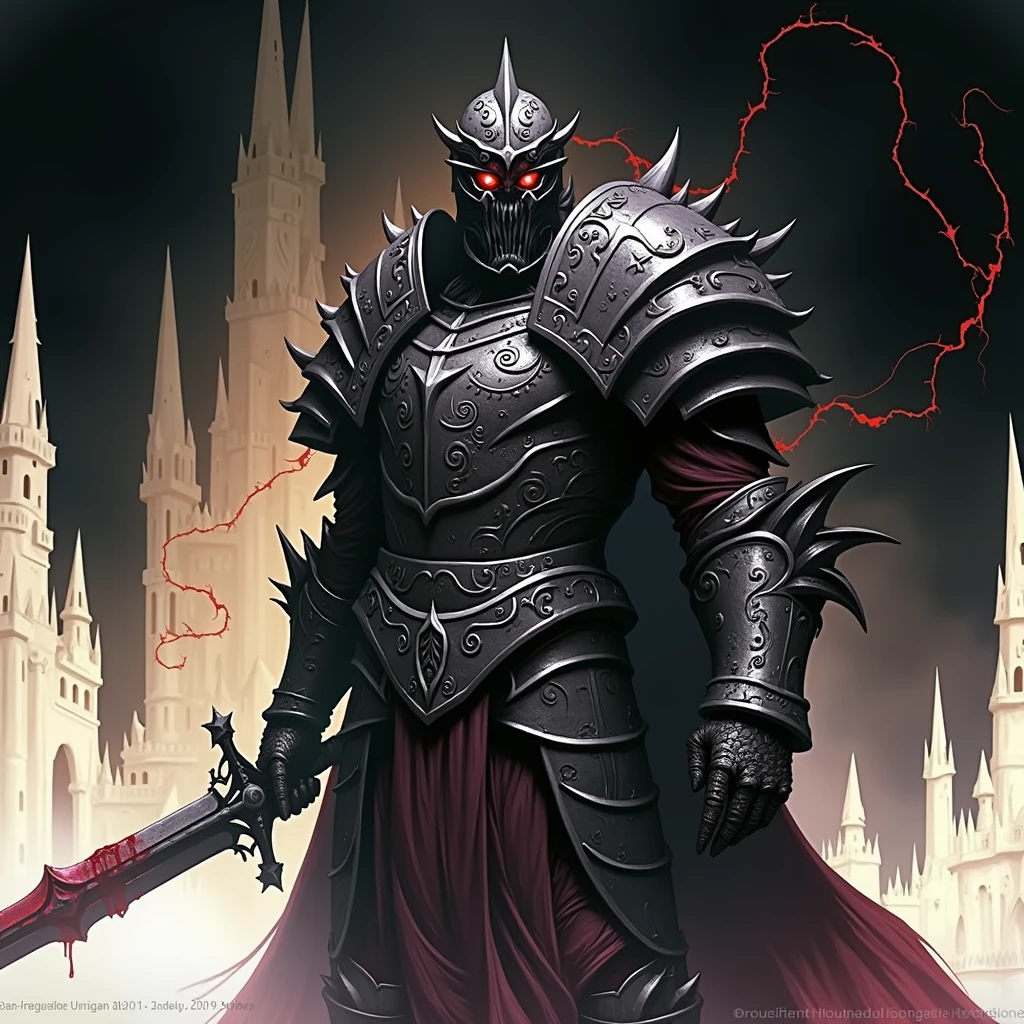 knight with a sword in his hand, evil knight, blood knight, Lord of Ash, dark warrior, armored warrior, Gothic Knight, Knight of the Undead, dark souls art style, fantasy knight, The Scary Knight, dark souls knight, Fantasy Warrior, Ares in heavy armor and sword, dark souls art, dark armor, the dark souls knight 